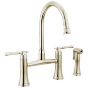 Brizo Tulham 1.8 GPM Bridge Kitchen Faucet with Side Spray Brilliance Polished Nickel
